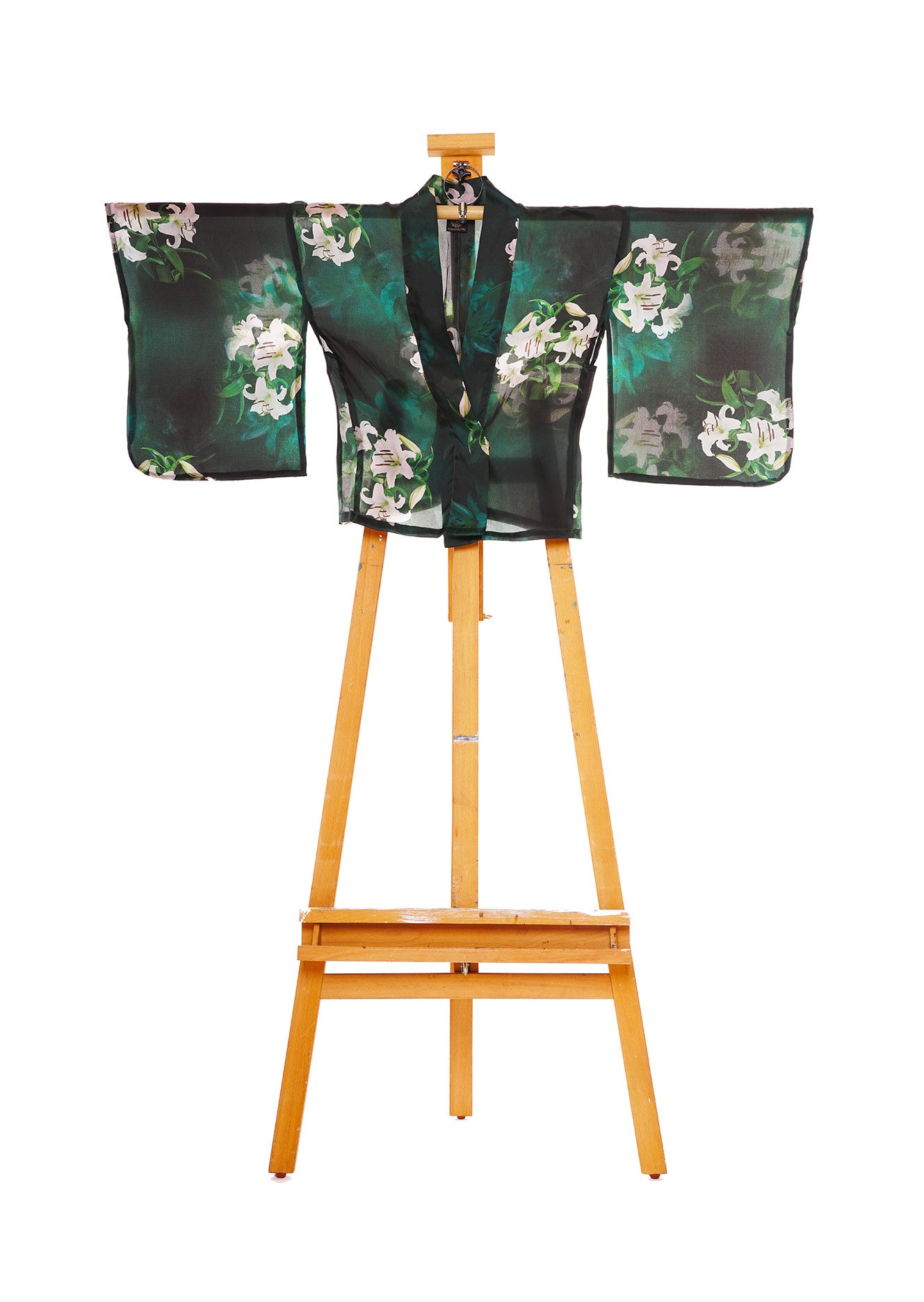 Casablanca Lily Kimono Blazer by Joy Kimono Front Organza Green White 