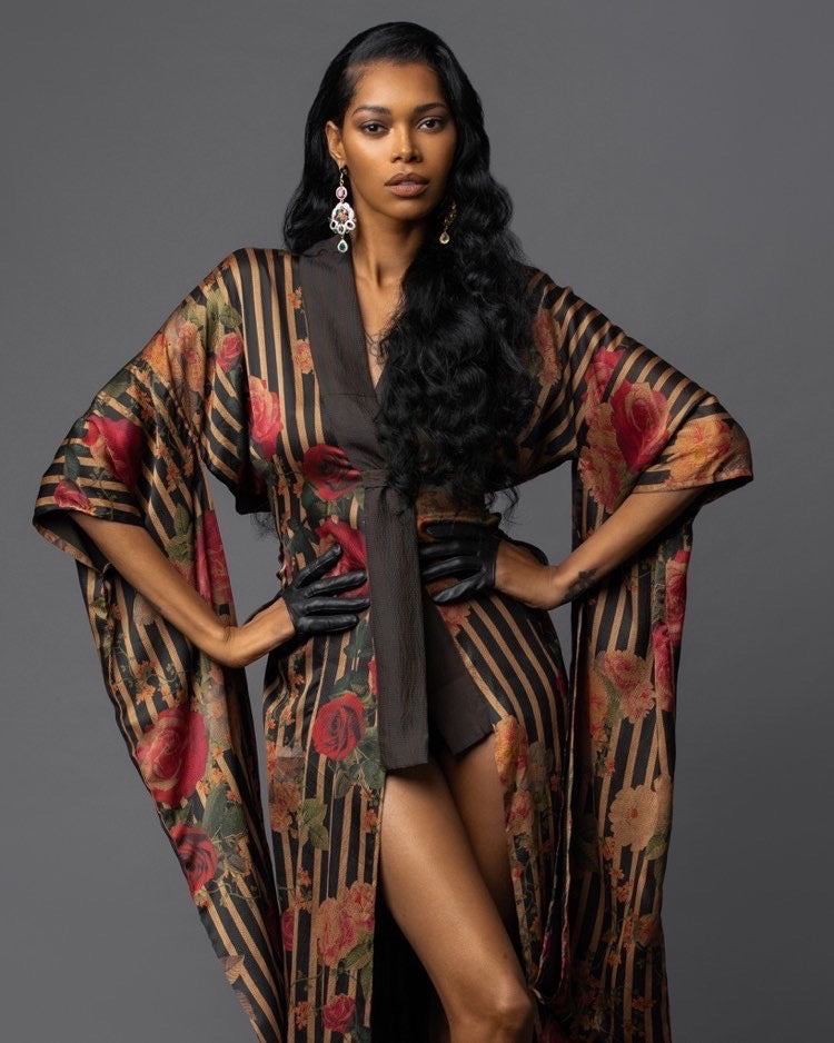 Covergirl Jessica White In Black Magazine Styled in exquisitely*joy Silk Kimono