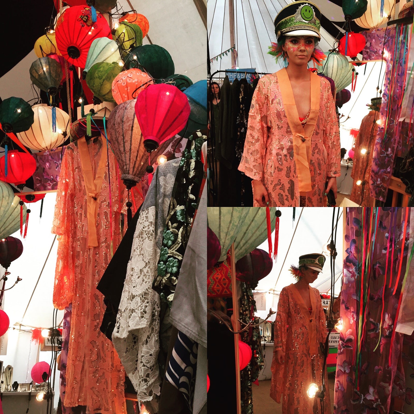 Make up festival hat sequin kimono