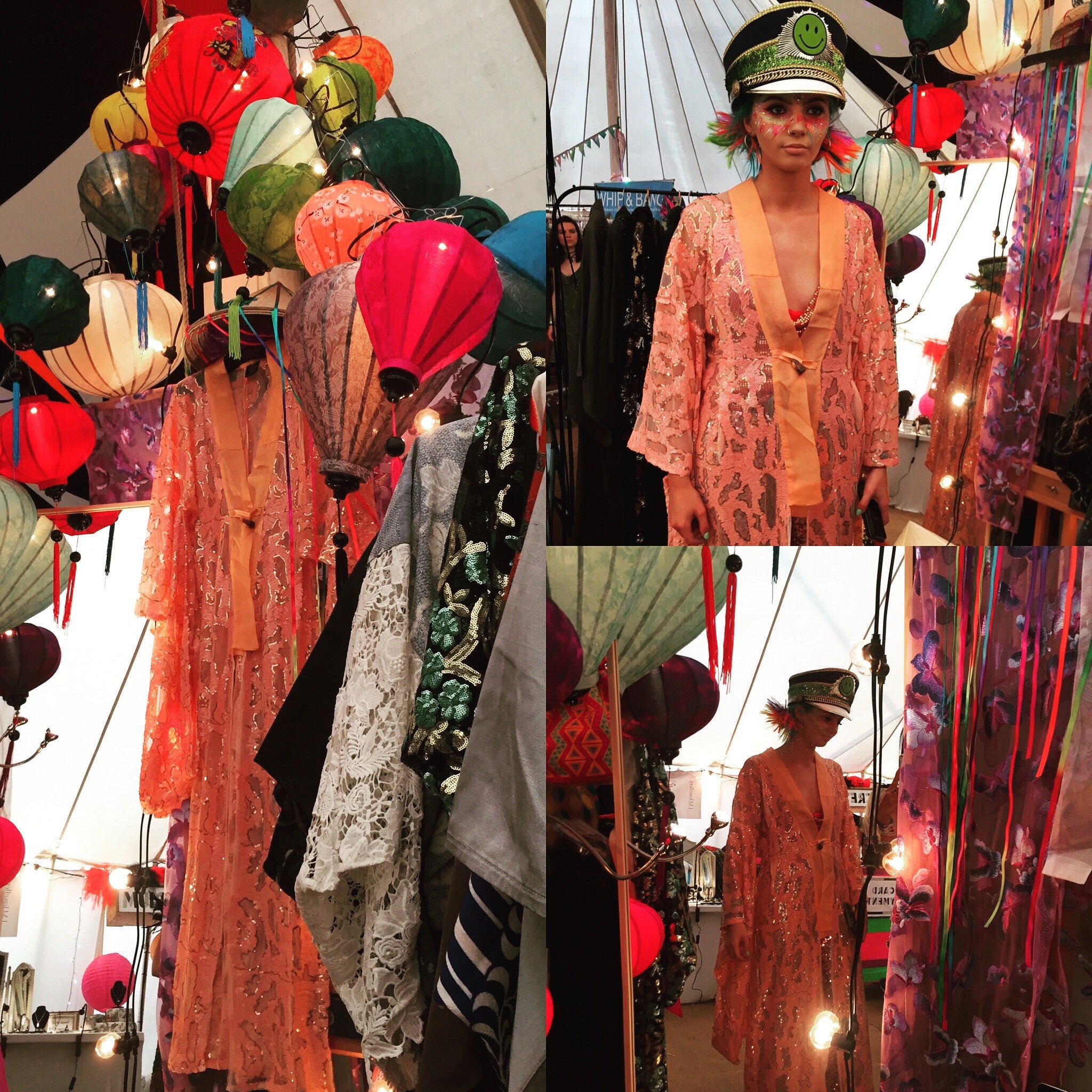 Make up festival hat sequin kimono