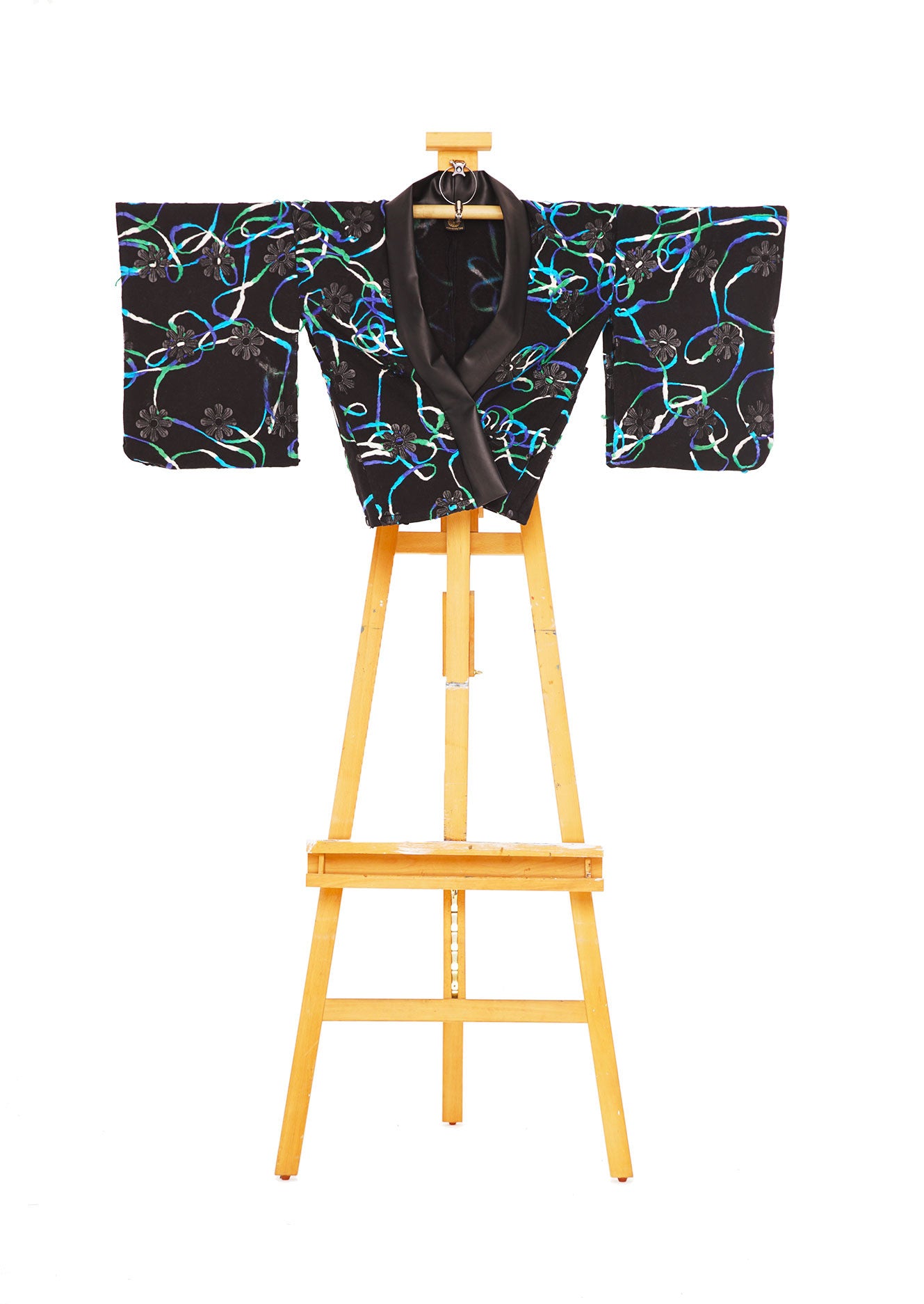 Baby Mammoth Women Kimono Blazer by Joy Kimono Front Wool Blue Black