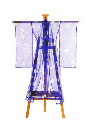 Blue Designer Kimono by Joy Kimono - Back