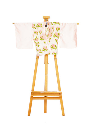 Petit Fleur Kimono Blazer Designed by Joy Kimono Front Felt Beige Pink Lime Green Silk NYFW 