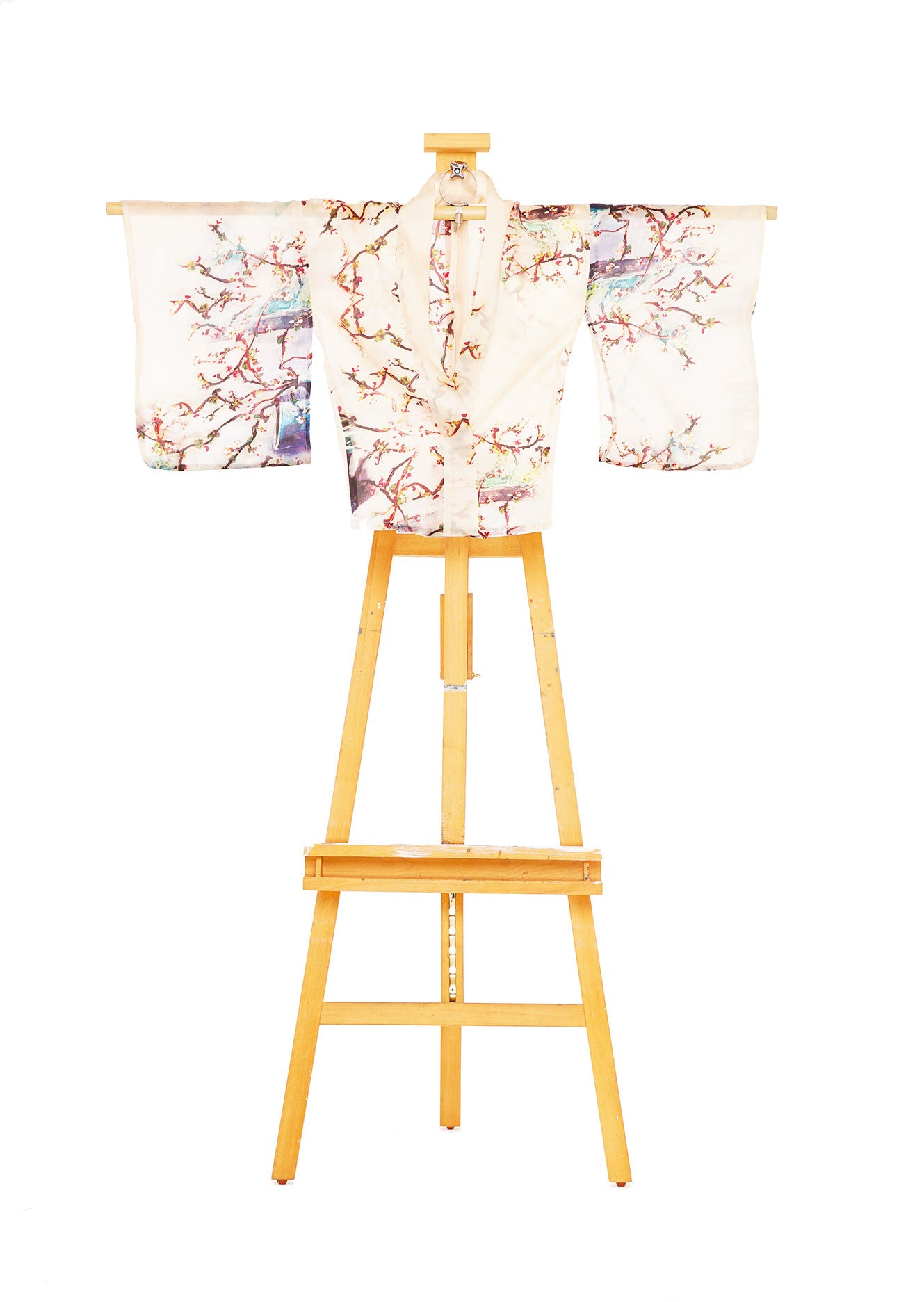 Sakura Kimono Blazer by Joy Kimono Front Organza Beige Kaftan 